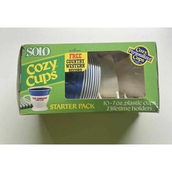Vintage 1970s Blue SOLO COZY CUPS Coffee Cups Unopened Plastic - Starter Pack‎ - Picture 1 of 6